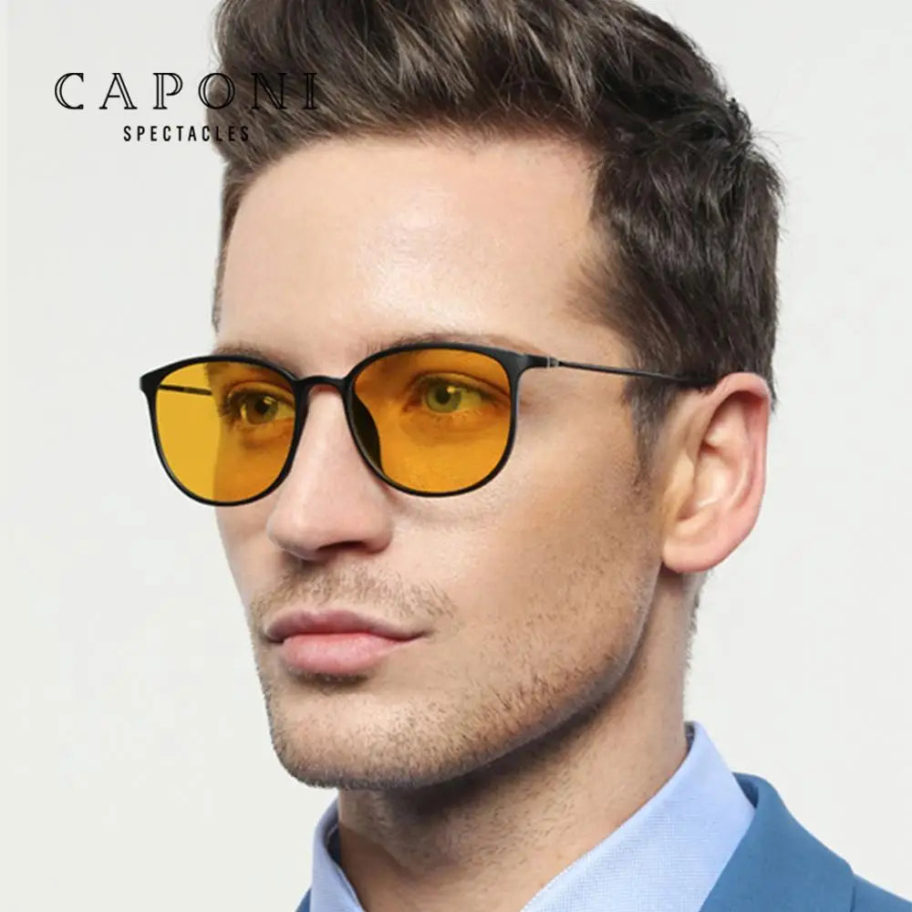 CAPONI Photochromic Sunglasses Men Driving Chameleon Glasses Male Yell –  Cinily