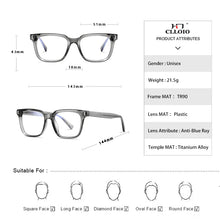 Load image into Gallery viewer, CLLOIO Transparent Eyeglasses Women Men Anti Blue Light Glasses Frames Female Male Computer Eyewear Clear Optical Myopia Frame