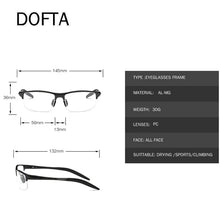 Load image into Gallery viewer, DOFTA Al-Mg Prescription Glasses Frame Men Alloy Frame Spectacle Eyeglasses Myopia Glasses Male Sports Goggles 5538