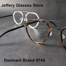 Load image into Gallery viewer, Denmark Brand Pure Titanium Glasses Frame Men Women  Pilot Double Beam Ultralight Optical Eyeglasses 9745 Read Eyewear