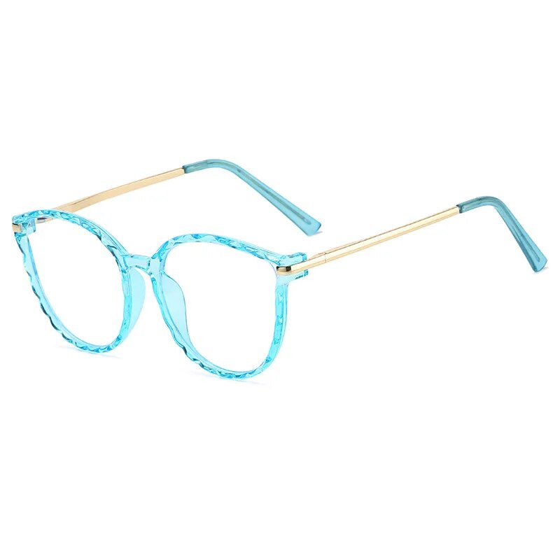 Occhiali rotondi alla moda anti luce blu Occhiali da vista per donna con montatura in metallo Occhiali da vista per ragazza stile europeo americano