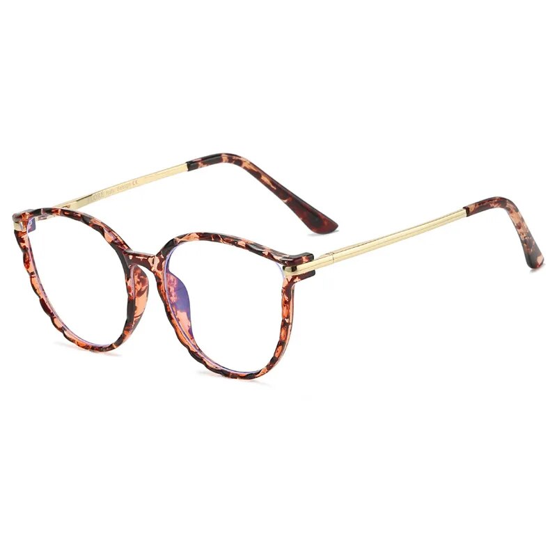 Occhiali rotondi alla moda anti luce blu Occhiali da vista per donna con montatura in metallo Occhiali da vista per ragazza stile europeo americano