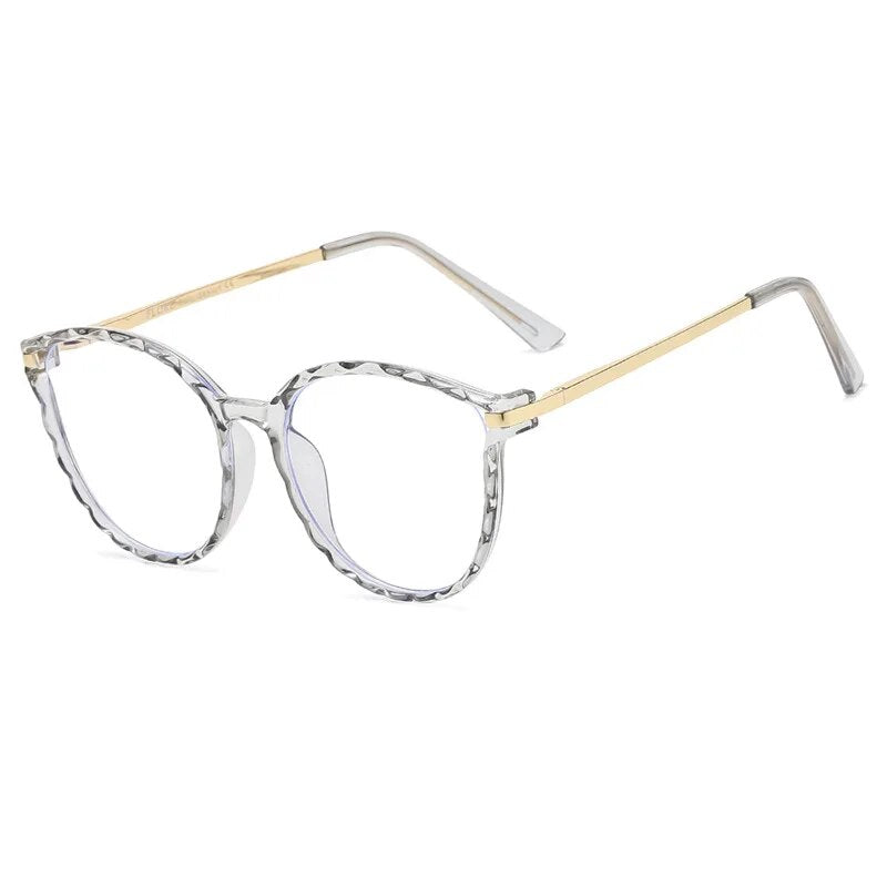 Occhiali rotondi alla moda anti luce blu Occhiali da vista per donna con montatura in metallo Occhiali da vista per ragazza stile europeo americano