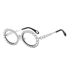 Load image into Gallery viewer, Women Shiny Rhinestones Clear Glasses Reading Eyeglasses Optical Glasses Frames Alloy Anti-blue Light Decorative Glasses