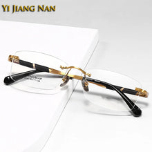 Load image into Gallery viewer, Gentlemen Eyeglasses Top Quality Pure Titanium Optical Men Rimless Prescription Glasses Frame Eyewear Spectacles 148 Long Temple