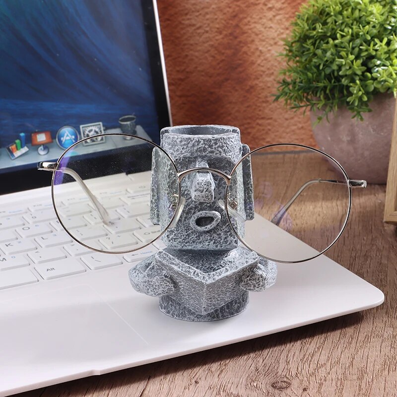 Glasses Stand Sunglasses Holder Lip Beard Easter Island Head Shape Home Funny Desk Decor Spectacle Holding Bracket Glasses Stand