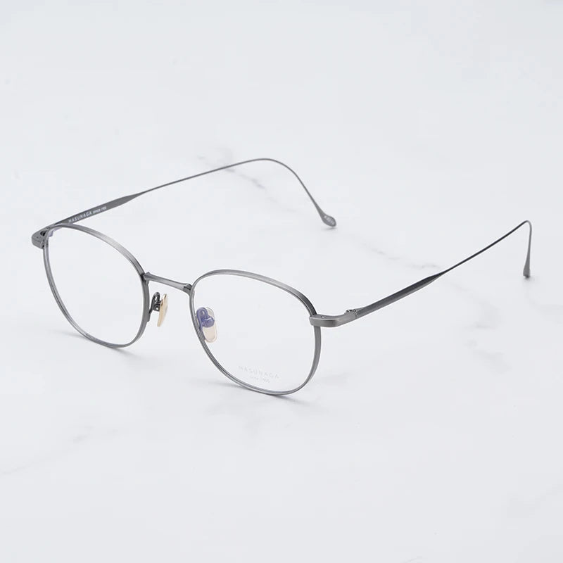 Japanese Masuna Chord D Oval Iron Grey Glasses Frame Men Shades Hand-made Light Weight Pure Titanium Myopia Eyeglasses