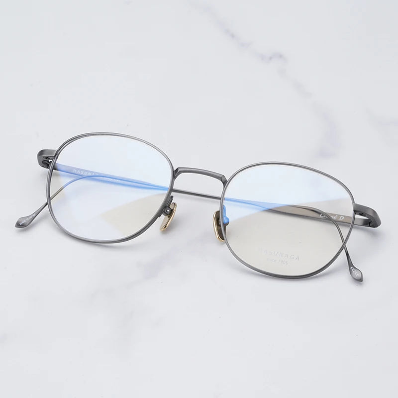 Japanese Masuna Chord D Oval Iron Grey Glasses Frame Men Shades Hand-made Light Weight Pure Titanium Myopia Eyeglasses