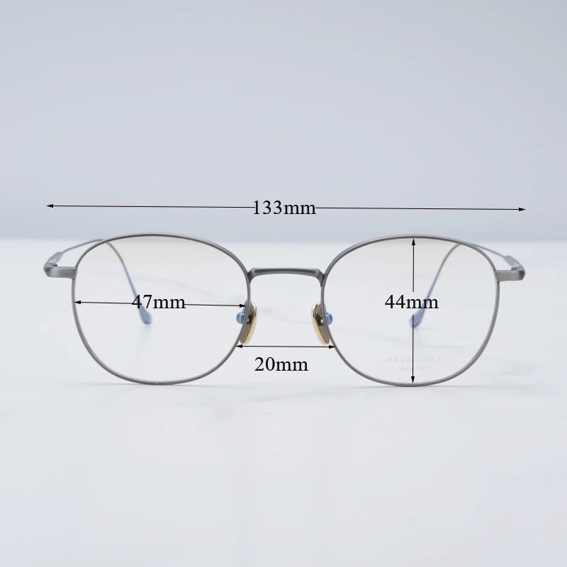 Japanese Masuna Chord D Oval Iron Grey Glasses Frame Men Shades Hand-made Light Weight Pure Titanium Myopia Eyeglasses