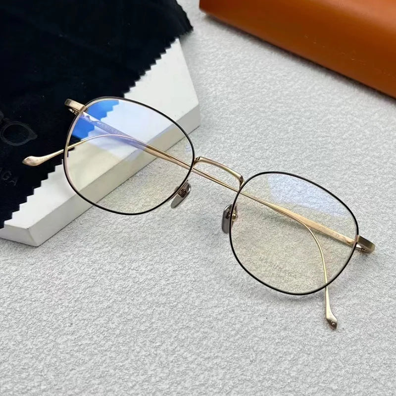 Japanese Masuna Chord D Oval Iron Grey Glasses Frame Men Shades Hand-made Light Weight Pure Titanium Myopia Eyeglasses