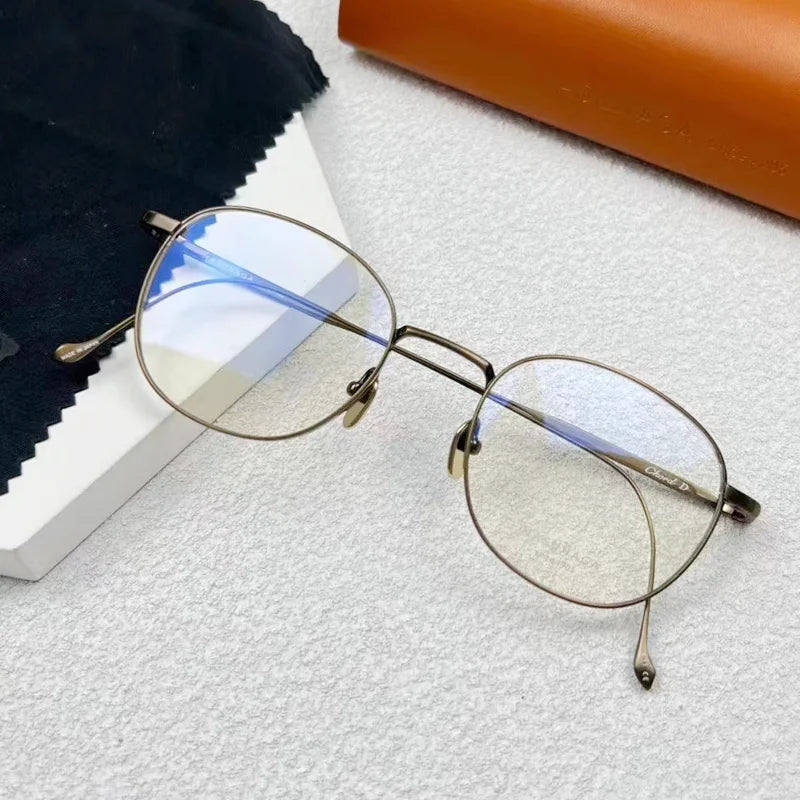 Japanese Masuna Chord D Oval Iron Grey Glasses Frame Men Shades Hand-made Light Weight Pure Titanium Myopia Eyeglasses