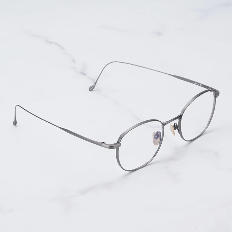 Japanese Masuna Chord D Oval Iron Grey Glasses Frame Men Shades Hand-made Light Weight Pure Titanium Myopia Eyeglasses