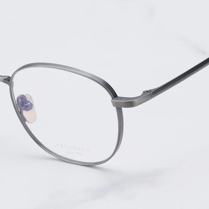 Japanese Masuna Chord D Oval Iron Grey Glasses Frame Men Shades Hand-made Light Weight Pure Titanium Myopia Eyeglasses