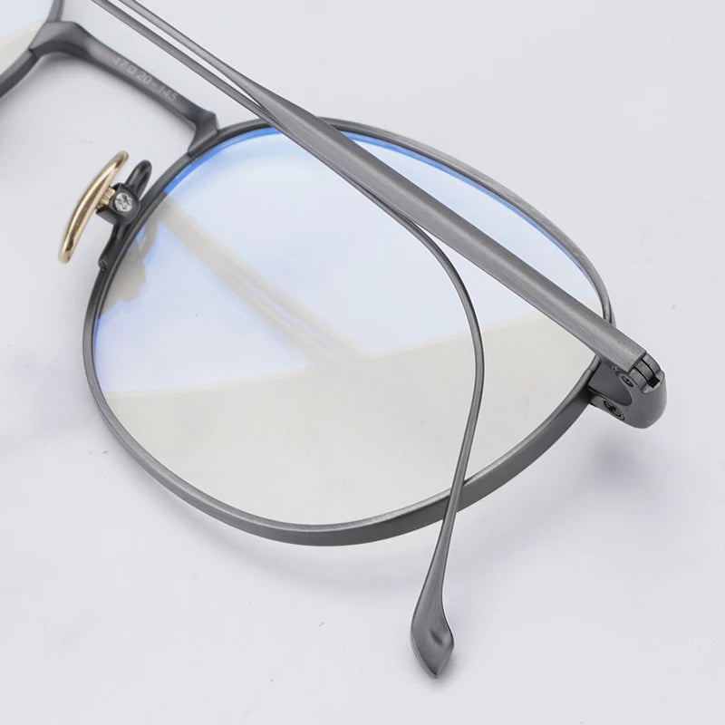 Japanese Masuna Chord D Oval Iron Grey Glasses Frame Men Shades Hand-made Light Weight Pure Titanium Myopia Eyeglasses