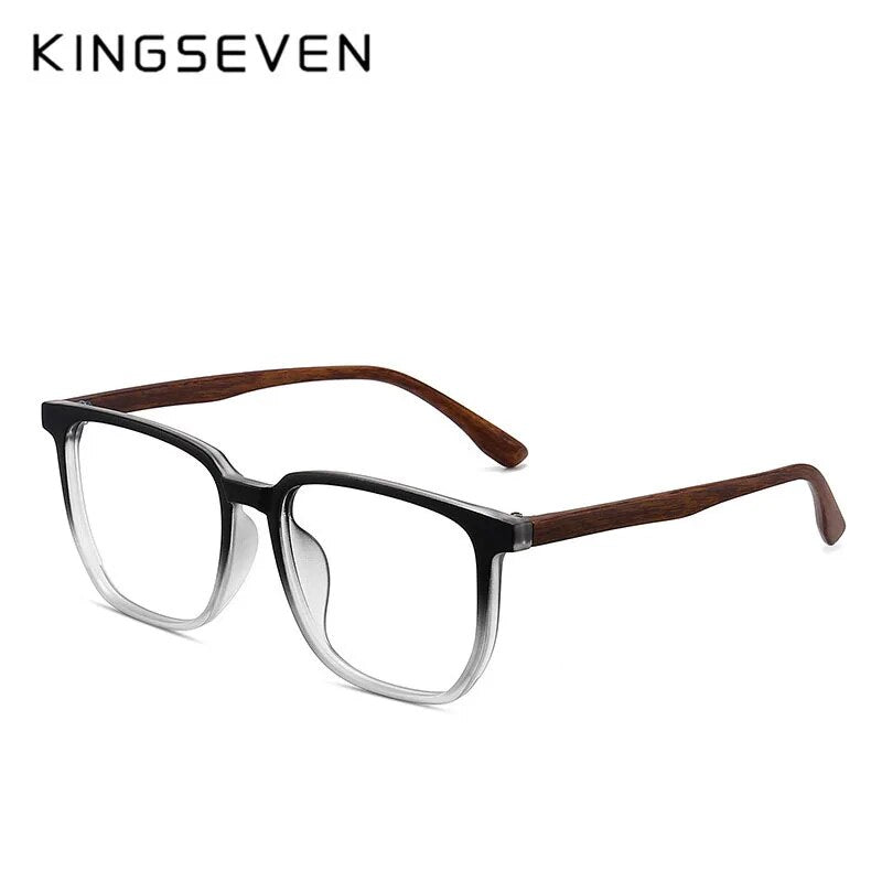 KINGSEVEN Occhiali da uomo TR Montatura per occhiali Retro Aste in legno Occhiali da vista ottici personalizzabili quadrati da donna
