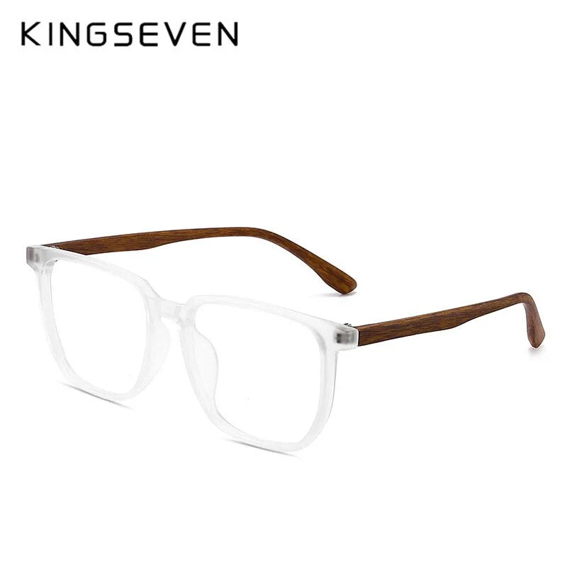 KINGSEVEN Occhiali da uomo TR Montatura per occhiali Retro Aste in legno Occhiali da vista ottici personalizzabili quadrati da donna