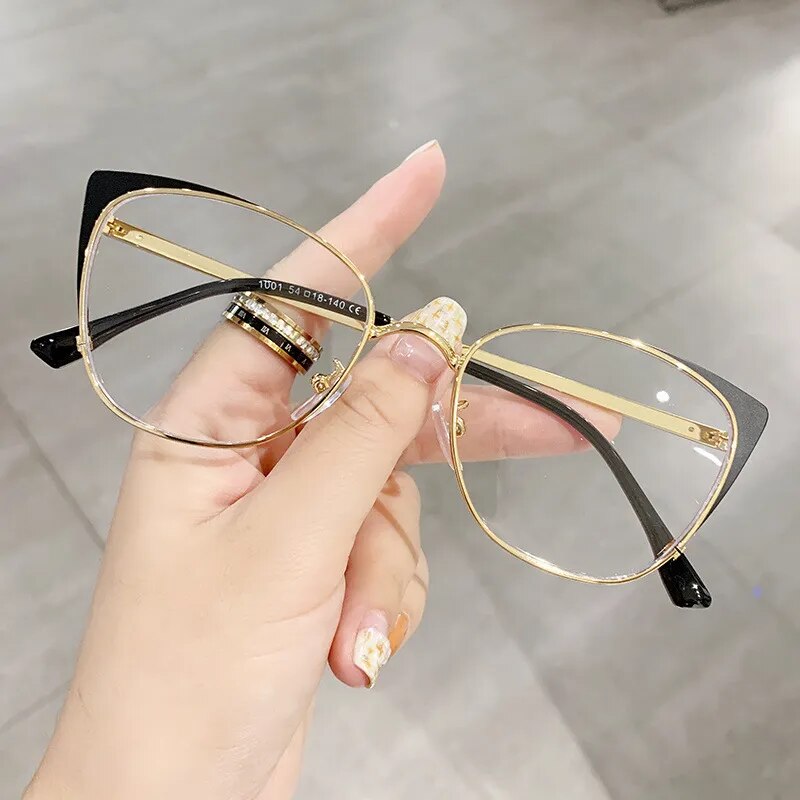 Cat Eye Anti-blue Light Glasses Women Men Metal Spring Leg Eyeglass Frame Optical Computer Glasses Wholesale
