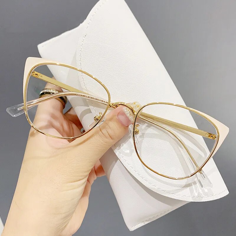 Cat Eye Anti-blue Light Glasses Women Men Metal Spring Leg Eyeglass Frame Optical Computer Glasses Wholesale
