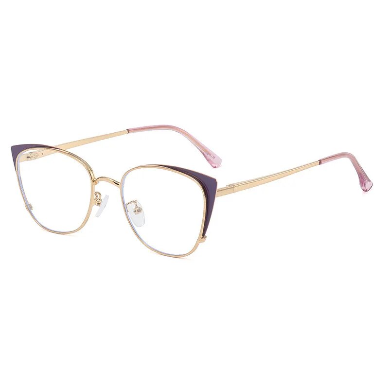 Cat Eye Anti-blue Light Glasses Women Men Metal Spring Leg Eyeglass Frame Optical Computer Glasses Wholesale