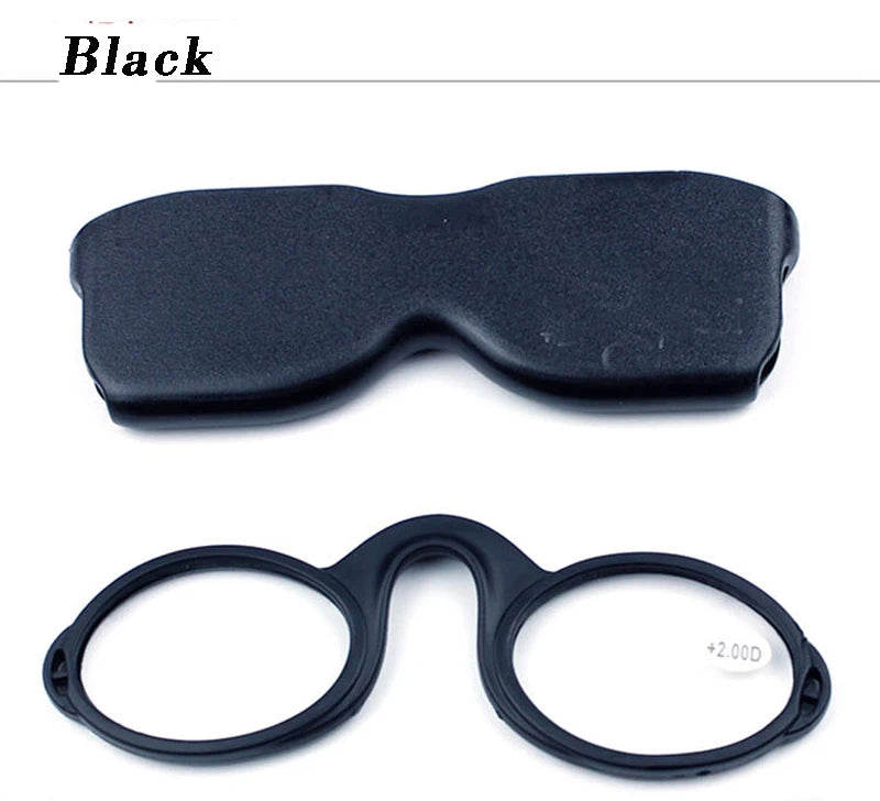 Pince Nez Style Armless Reading Glasses Round Nose Resting Small Portable Readers for Men and Women with Case Blue Light Glasses