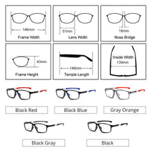 Load image into Gallery viewer, Ralferty   Sport Eyeglasses Men Women TR Rectangular Outdoor Basketball Glasses 0 Diopter Myopia Prescription Frame