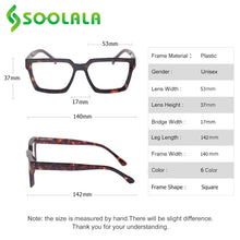 Load image into Gallery viewer, SOOLALA Square Glasses Frame Man Woman Spring Hinged Blue Light Blocking Optical Computer Eyeglasses Prescription Myopia Frame
