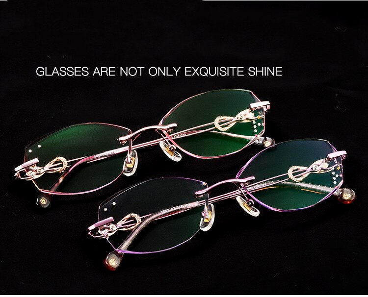 0~ 4 50 Custom Finished Prescription Glasses Women Rimless Eyeglasse Cinily