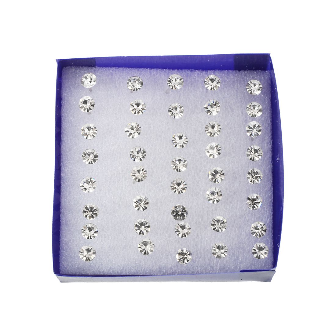 20 Pairs Silver Tone Faux Rhinestone Clear Plastic Ear Studs Earrings