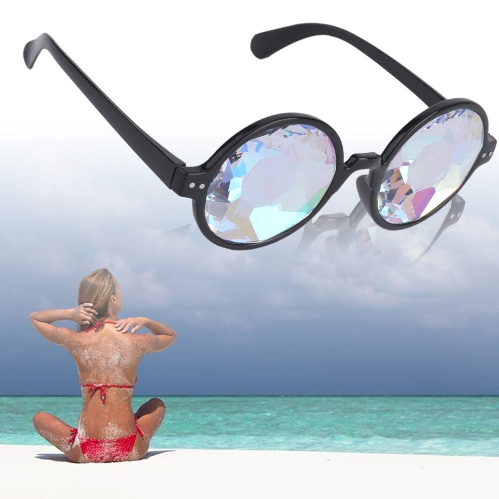 2023 Retro Round Gothic Rave Sunglasses with prism holographic Men Women gozluk Eyewear brillen Glasses gunes gozlugu