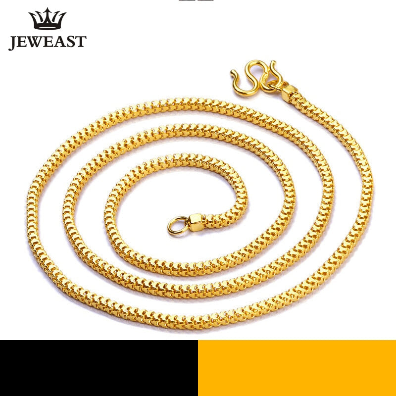 24K Pure Gold Necklace Real AU 999 Solid Gold Chain Men's Simple Fashi