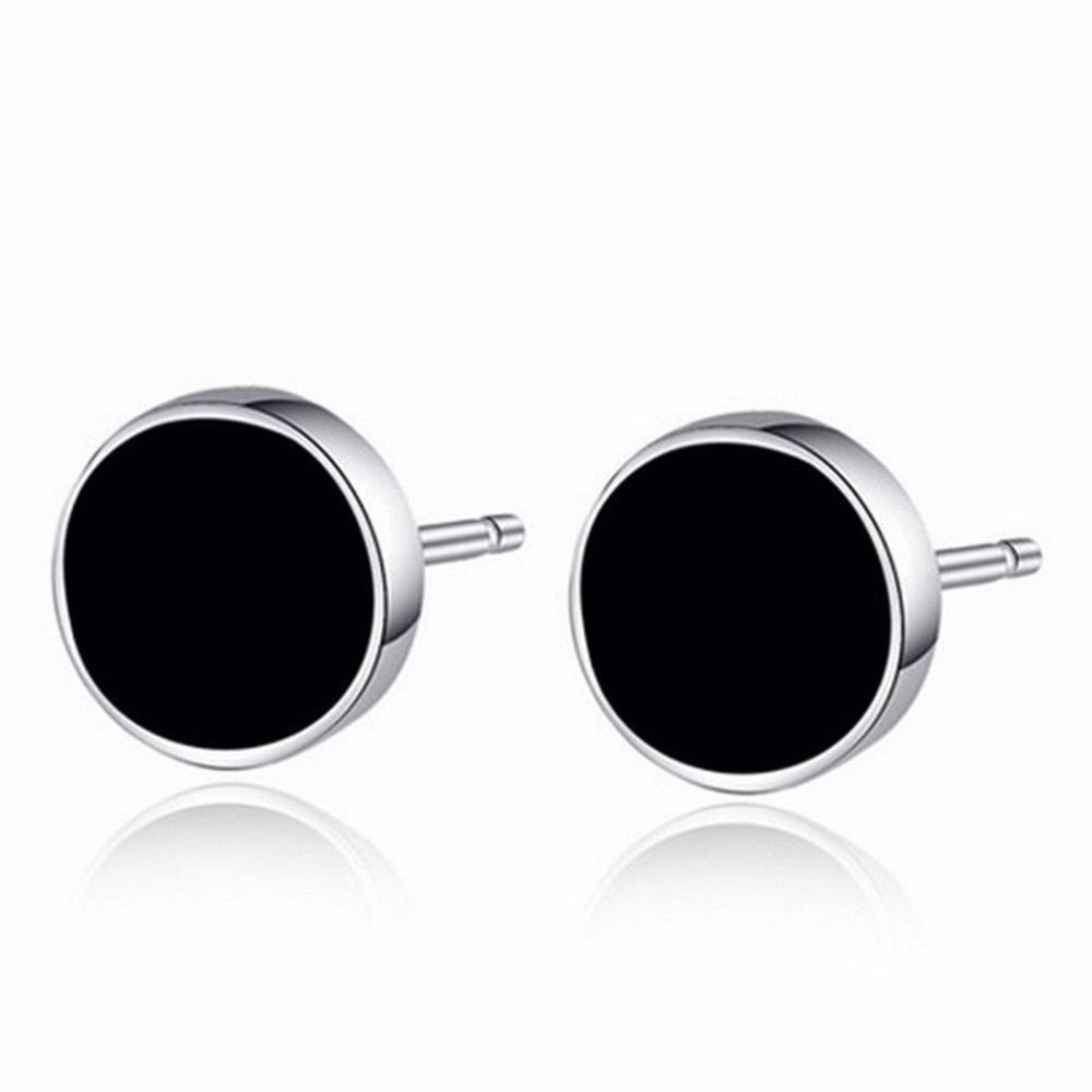 2Pieces Plastic Metal Punk Style Men Stud Men Black Round Ear Stud Earrings Ear Jewelry Gift Prevent Allergy Fashion