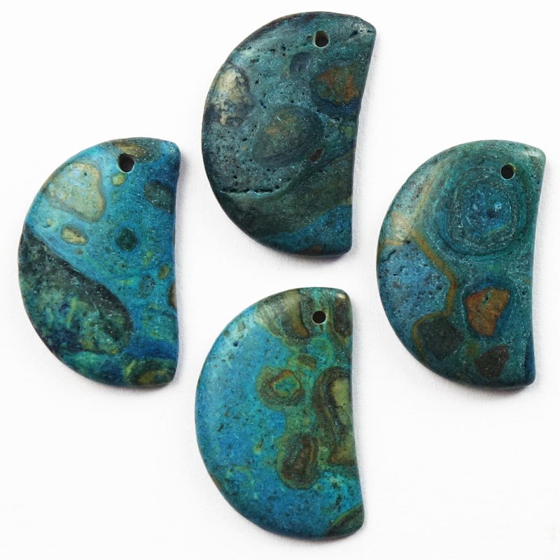 4Pcs 27x17x4mm New Ghost's Eye Jaspers Half Round Pendant Bead Th180918(Send Randomly)