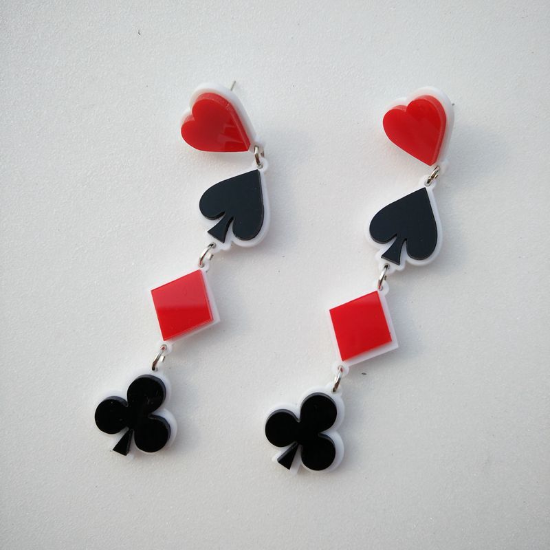 Acrylic Geometric Playing Card Long Earrings Female European Fashion Exaggerated Punk Night Club Jewelry