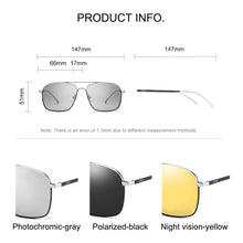Load image into Gallery viewer, CAPONI Polarized Square Sunglasses Men Classic Brand Designer Eyewear Vintage  Pochromic Sun Glasses Day Night BS8174