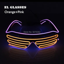 Carica l'immagine nel visualizzatore di Gallery, Occhiali da sole con otturatore luminoso per festival di carnevale Occhiali da sole a LED Dance DJ EL Occhiali da sole Occhiali al neon per decorazioni natalizie luminose per feste