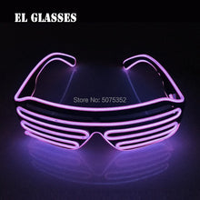 Carica l'immagine nel visualizzatore di Gallery, Occhiali da sole con otturatore luminoso per festival di carnevale Occhiali da sole a LED Dance DJ EL Occhiali da sole Occhiali al neon per decorazioni natalizie luminose per feste