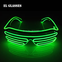 Carica l'immagine nel visualizzatore di Gallery, Occhiali da sole con otturatore luminoso per festival di carnevale Occhiali da sole a LED Dance DJ EL Occhiali da sole Occhiali al neon per decorazioni natalizie luminose per feste