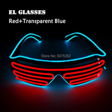 Carica l'immagine nel visualizzatore di Gallery, Occhiali da sole con otturatore luminoso per festival di carnevale Occhiali da sole a LED Dance DJ EL Occhiali da sole Occhiali al neon per decorazioni natalizie luminose per feste