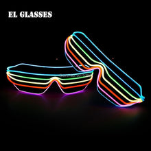 Carica l'immagine nel visualizzatore di Gallery, Occhiali da sole con otturatore luminoso per festival di carnevale Occhiali da sole a LED Dance DJ EL Occhiali da sole Occhiali al neon per decorazioni natalizie luminose per feste
