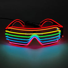 Carica l'immagine nel visualizzatore di Gallery, Occhiali da sole con otturatore luminoso per festival di carnevale Occhiali da sole a LED Dance DJ EL Occhiali da sole Occhiali al neon per decorazioni natalizie luminose per feste
