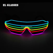 Carica l'immagine nel visualizzatore di Gallery, Occhiali da sole con otturatore luminoso per festival di carnevale Occhiali da sole a LED Dance DJ EL Occhiali da sole Occhiali al neon per decorazioni natalizie luminose per feste