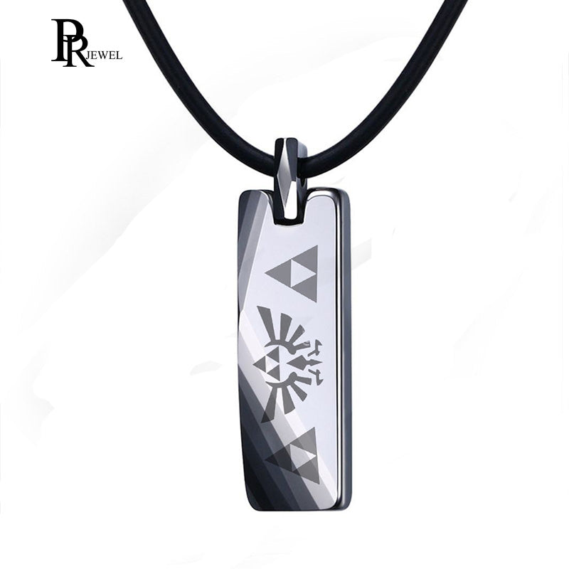 Co Cospl The Legend of Zelda Necklace Men High Polished Tungsten Carbide Vertical Bar Pendant Male Boy Gift