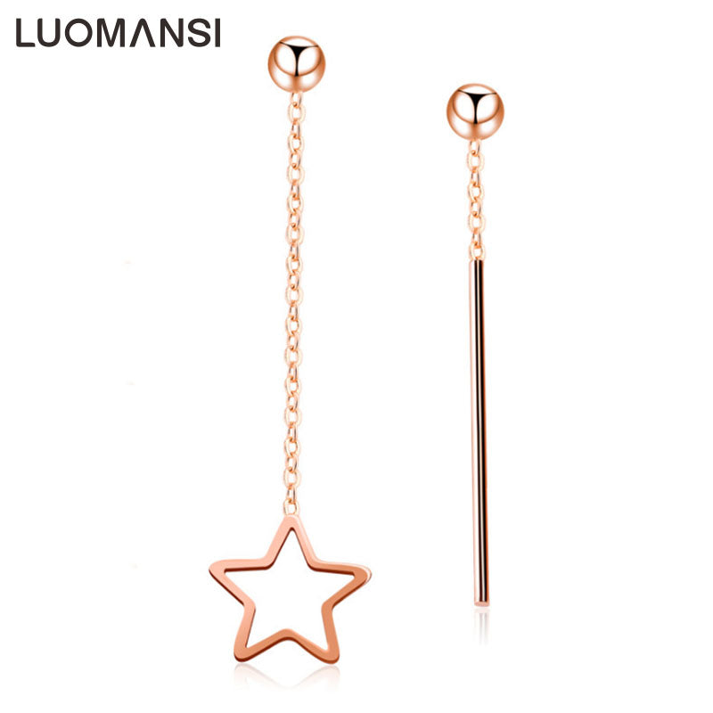 European And American Explosion Earrings Asymmetrical Star Long Ear Wire Tassel Earrings Female Jewelry
