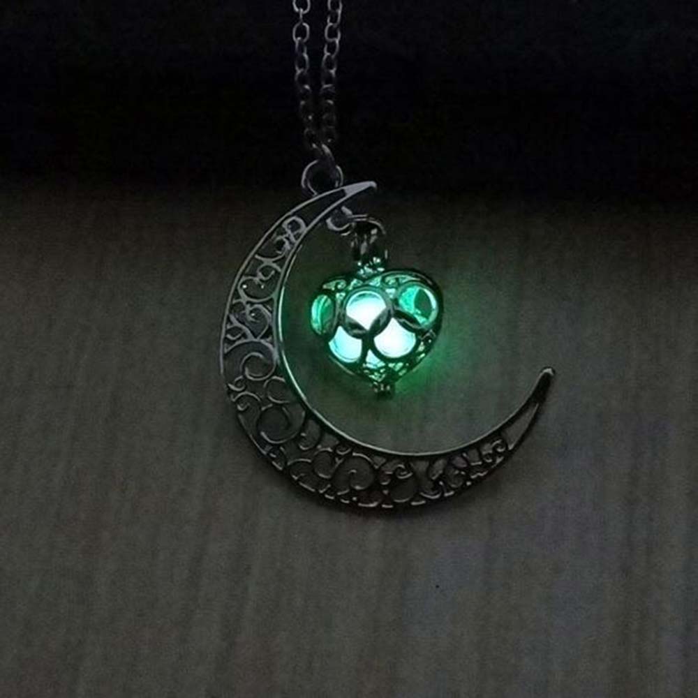 2017 New Hot Moon Glowing Necklace, Gem Charm Jewelry,Silver Plated,Halloween Gifts