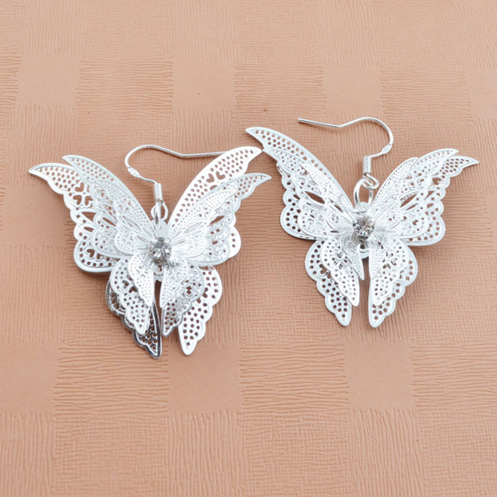 Fashion Lady Hollow Butterfly Charm Pendant Dangle Earrings Eardrop Jewelry Gift