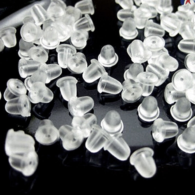 Fashion Soft Clear Stud Plastic Back Stoppers Plug Rubber Antiallergic Silicon Safety Stud Earrings Stoppers 100pcs