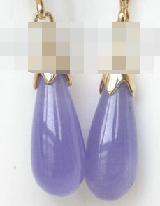 Genuine 8*21mm drop purple lavender Earrings post E