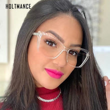 Load image into Gallery viewer, HOLTMANCE Cat's Eye Flat Lens Sunglasses for Women Female Contrast Eyeglass Frame Simple Cat Eye Anti Blue Light Glasses
