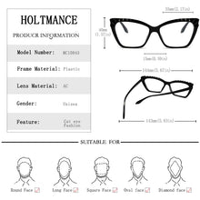 Load image into Gallery viewer, HOLTMANCE Cat's Eye Flat Lens Sunglasses for Women Female Contrast Eyeglass Frame Simple Cat Eye Anti Blue Light Glasses