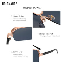 Load image into Gallery viewer, HOLTMANCE Half Frame Wide Edge One Piece Sunglasses for Women  Brand Design Female Metal Square Mirror Sun Glasses